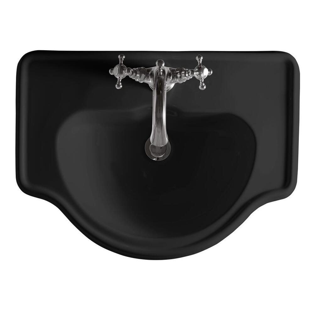 RETRO Keramik-Waschtisch 62x45,5cm, zum Einbauen, schwarz matt