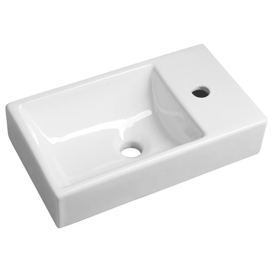 MINOS Keramik-Waschtisch 45x26cm, Wasserhahn rechts, weiss