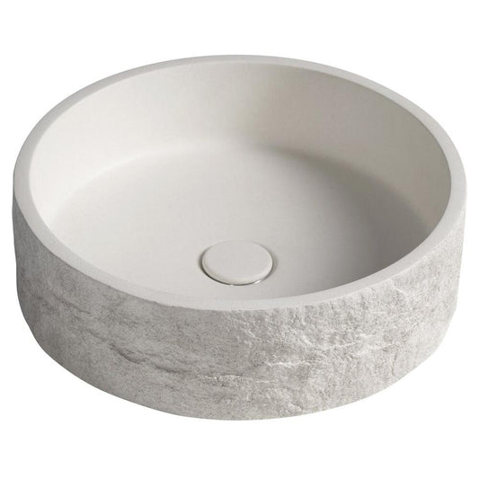 ISPIR Beton-Waschtisch inklusive Auslauf, 40cm, weißer Sandstein