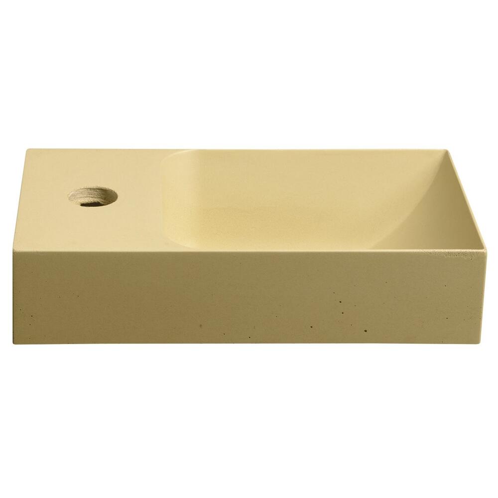 PICCOLINO Beton-Waschbecken 30,8x17cm, Wasserhahn linken, Gelb matt