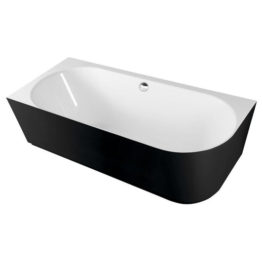 SUSSI L Freistehende Eckwanne, Gussmarmor 150x70x49,5cm, schwarz/weiß