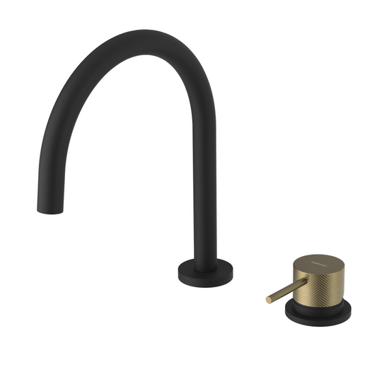 ULTRASAN 2-Loch Waschtischarmatur, Schwarz matt/Gold matt