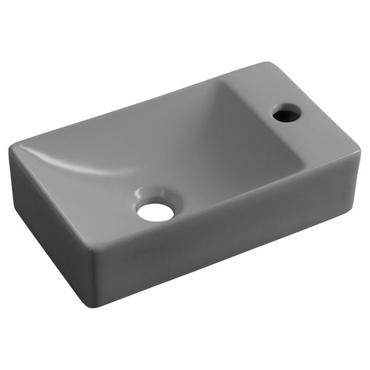 MARGITHA Keramik-Waschtisch 38x22cm, Armaturloch auf der rechten Seite, Grau