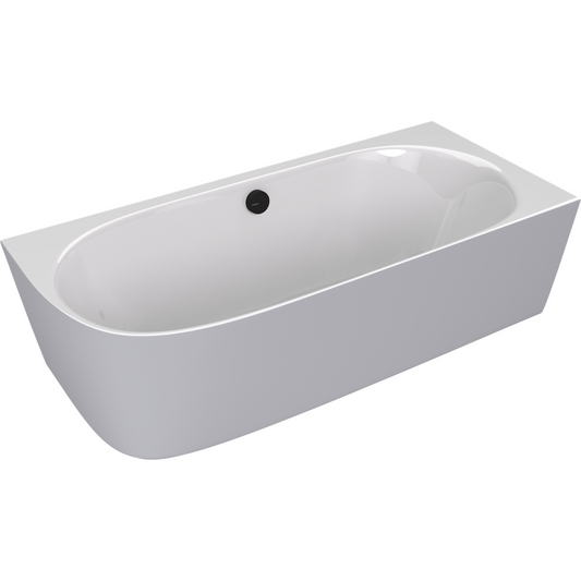SUSSI R Freistehende Eckwanne, Gussmarmor 160x70x49,5cm, Weiß/Grau matt