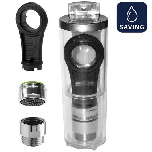 ECO SET Reduzierung für Brauseschlauch 6 l/min, 6 l/min Perlator, Außengewinde M24x1 und Schlüssel, Chrom