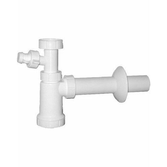Waschtisch-Siphon mit Überwurfmutter und mit Abzweig 5/4', Abfluss 40mm, Kunststoff