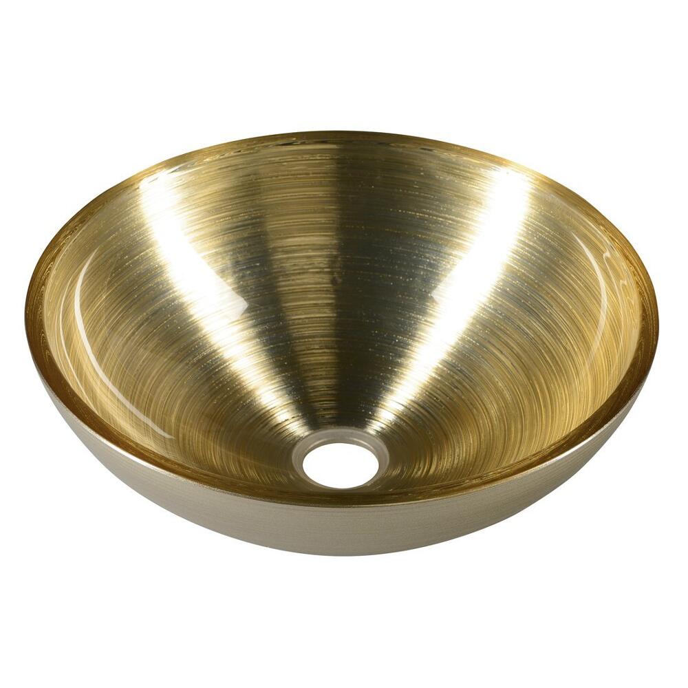 MURANO SOFT BROWN Glaswaschbecken zum Aufsetzen, Durchmesser 40cm, Beige/Silber