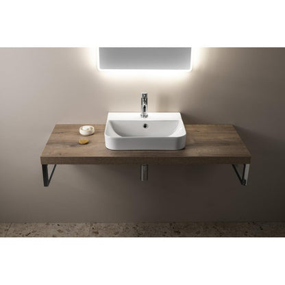 SOTT AQUA Keramik-Waschtisch zum Einbauen, 48x42cm, weiss