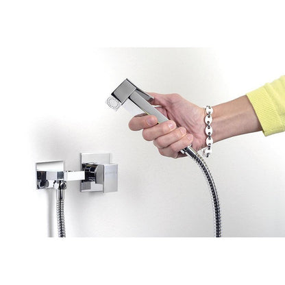 WC-Handbrause, eckig, Chrom