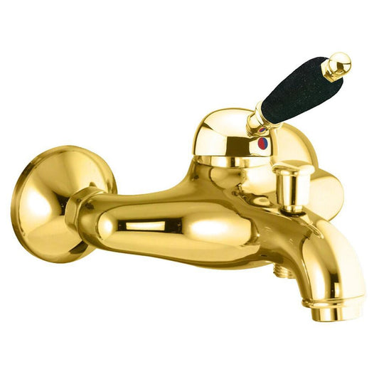 KIRKÉ BLACK Wannenarmatur, schwarzer Hebel, gold