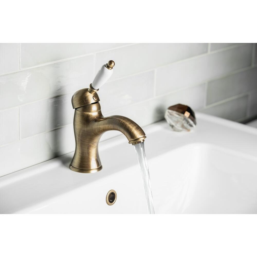KIRKÉ WHITE Waschtischarmatur mit Ablauf, Weiss/Bronze