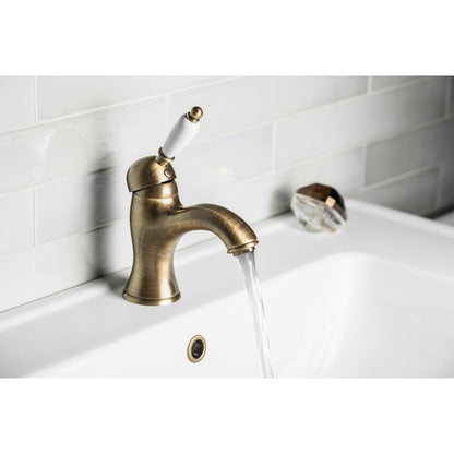 KIRKÉ WHITE Waschtischarmatur mit Ablauf, Weiss/Bronze