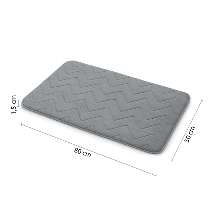 MOUSSE Badematte, 50x80cm, 100% Polyester, Anti-Rutsch, Grau