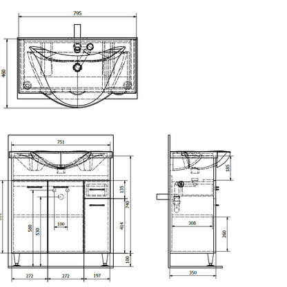 KERAMIA FRESH Unterschrank74,5x74x34,7cm, Eiche Hell
