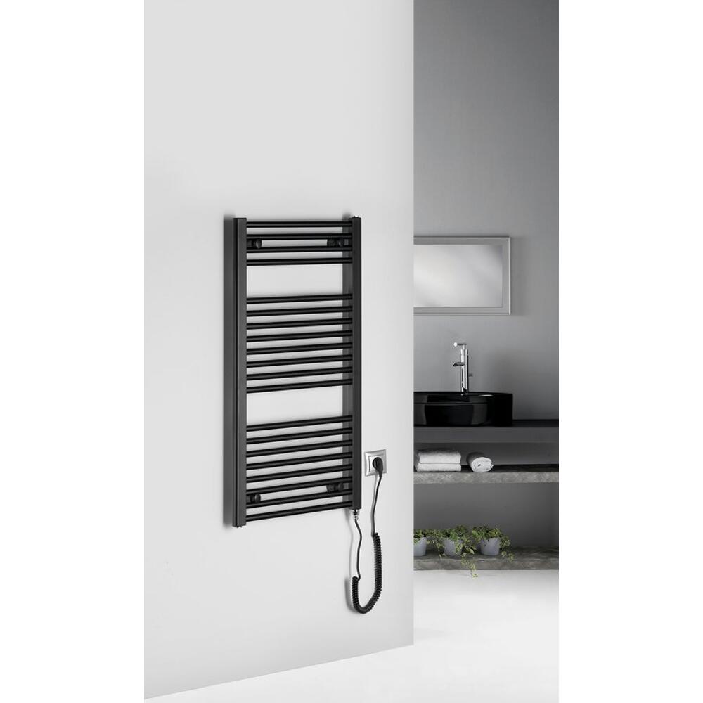 DIRECT-E Elektrischer Badheizkörper, gerade, 450x960 mm, 300 W, Schwarz