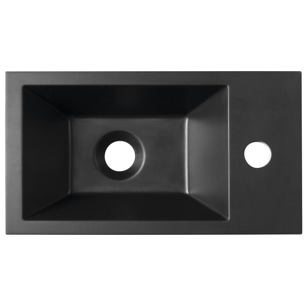 AMAROK Gussmarmor-Waschtisch 40x22cm, rechts, schwarz matt