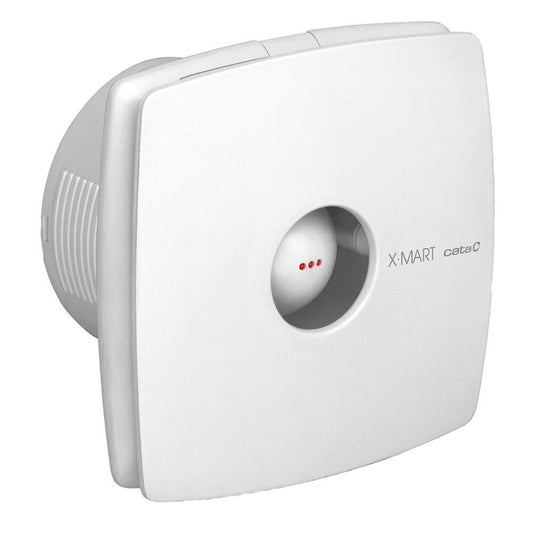 X-MART 12T Axial-Badlüfter mit Zeitschaltuhr, 20W, Rohrleitung 120mm, weiß