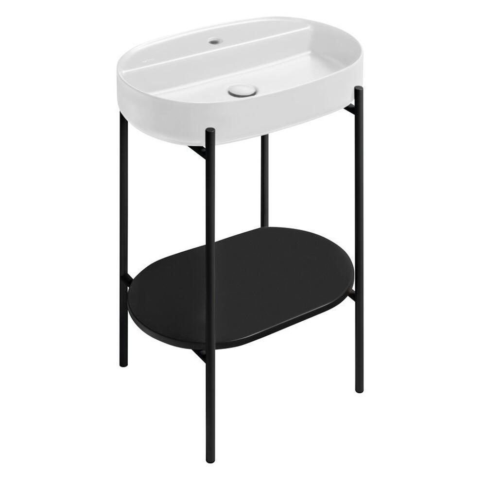 PUNO Konsole mit Waschbecken 600x860x396mm, Schwarz matt
