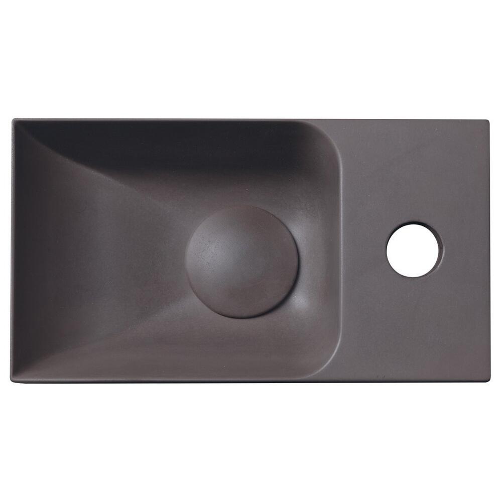 PICCOLINO Beton-Waschbecken 30,8x10x17cm, Armaturloch rechts, Dunkelbraun