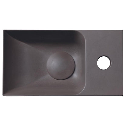 PICCOLINO Beton-Waschbecken 30,8x10x17cm, Armaturloch rechts, Dunkelbraun