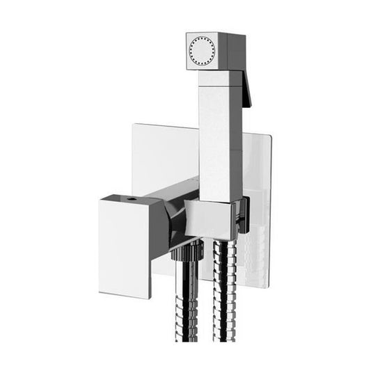 Unterputz-Armatur mit WC-Handbrause, eckig, Chrom