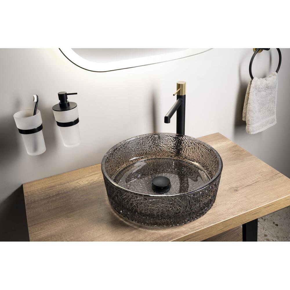 ERSEL Glaswaschbecken  zum Aufsetzen, Durch. 39,5cm, Schwarz