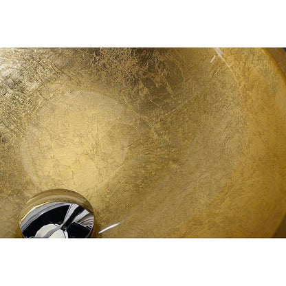 MURANO BLACK-GOLD Glaswaschbecken zum Aufsetzen, Durchmesser 40cm, Gold/Schwarz