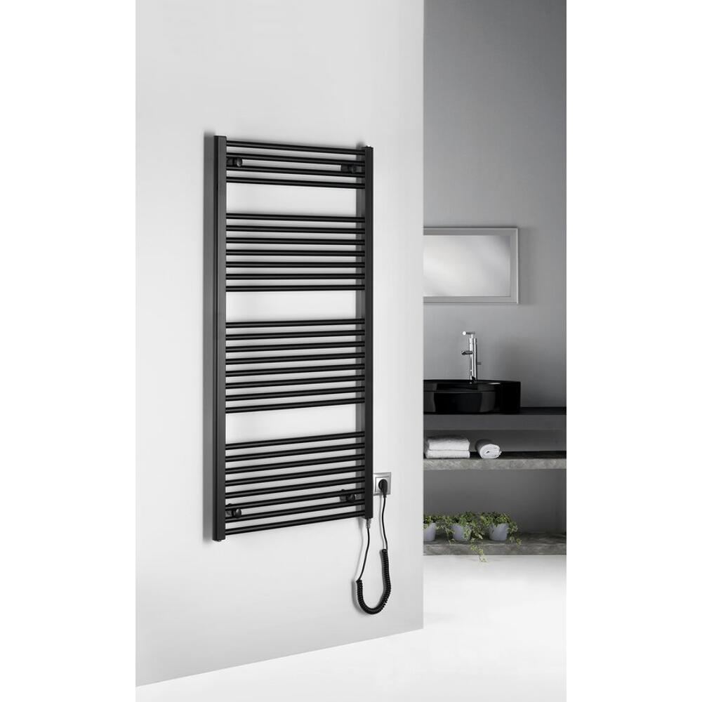 DIRECT-E Elektrischer Badheizkörper, gerade, 600x1320 mm, 600 W, Schwarz