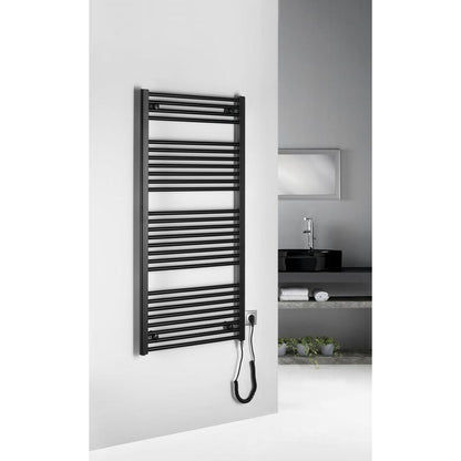 DIRECT-E Elektrischer Badheizkörper, gerade, 600x1320 mm, 600 W, Schwarz