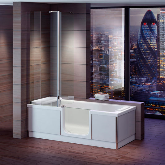 STYLE Badewanne mit Tür/Seniorenbadewanne 170x75cm,Rechts, mit Duschkabine