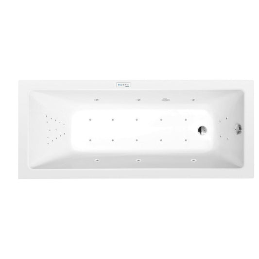 NOEMI Whirlpool-Badewanne, 160x70x39cm, Highline Hydro-Air, Chrom