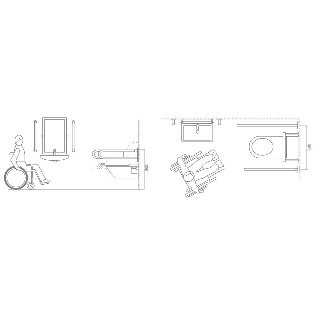HANDICAP Stützgriff U-typ 600mm, Schwarz matt