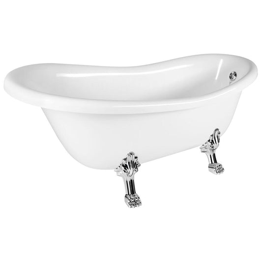 RETRO freistehende Badewanne 157x76,5x73cm, weiß, Füße Chrom