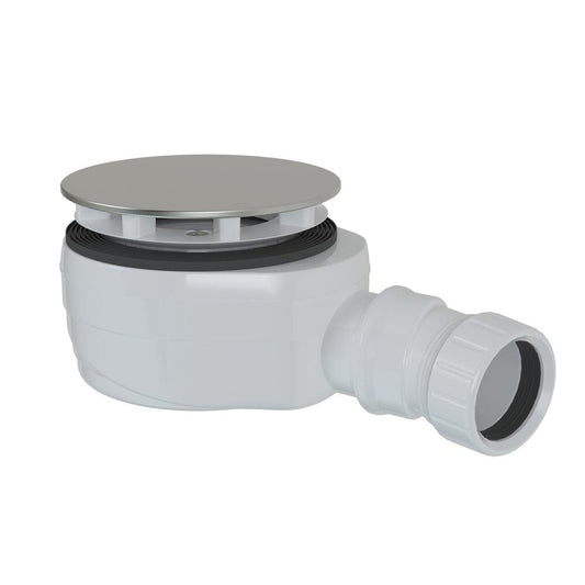 Duschwannensiphon, Durch. 90mm, DN40, Niedrig, polierter Edelstahl Abdeckung