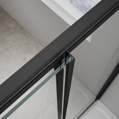 EASY BLACK Nischentür 1300mm, Klarglas, schwarz matt
