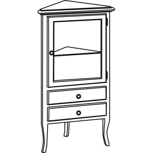 RETRO Eckschrank 60x120x47cm, altweiß, rechts
