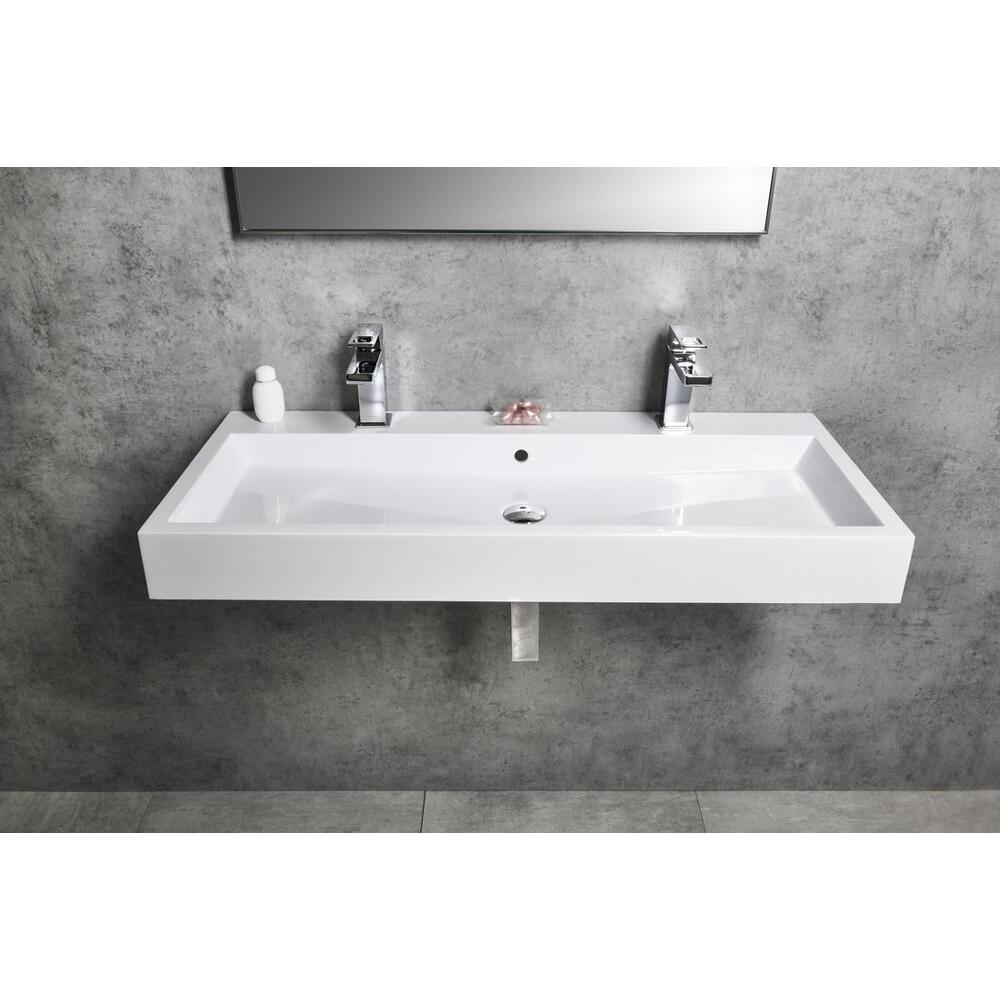 ORINOKO Waschtisch, Marmor, 100x42 cm, 2 Armaturlöcher,  Weiß