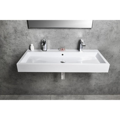 ORINOKO Waschtisch, Marmor, 100x42 cm, 2 Armaturlöcher,  Weiß