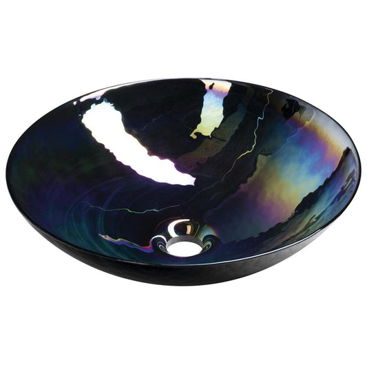 MURANO DECORA NERO Glaswaschbecken zum Aufsetzen, Durchmesser 41cm, schwarz