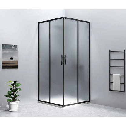 SIGMA SIMPLY BLACK Eck-Duschabtrennung, 800x800 mm, Eckeinstieg, Brick Glas