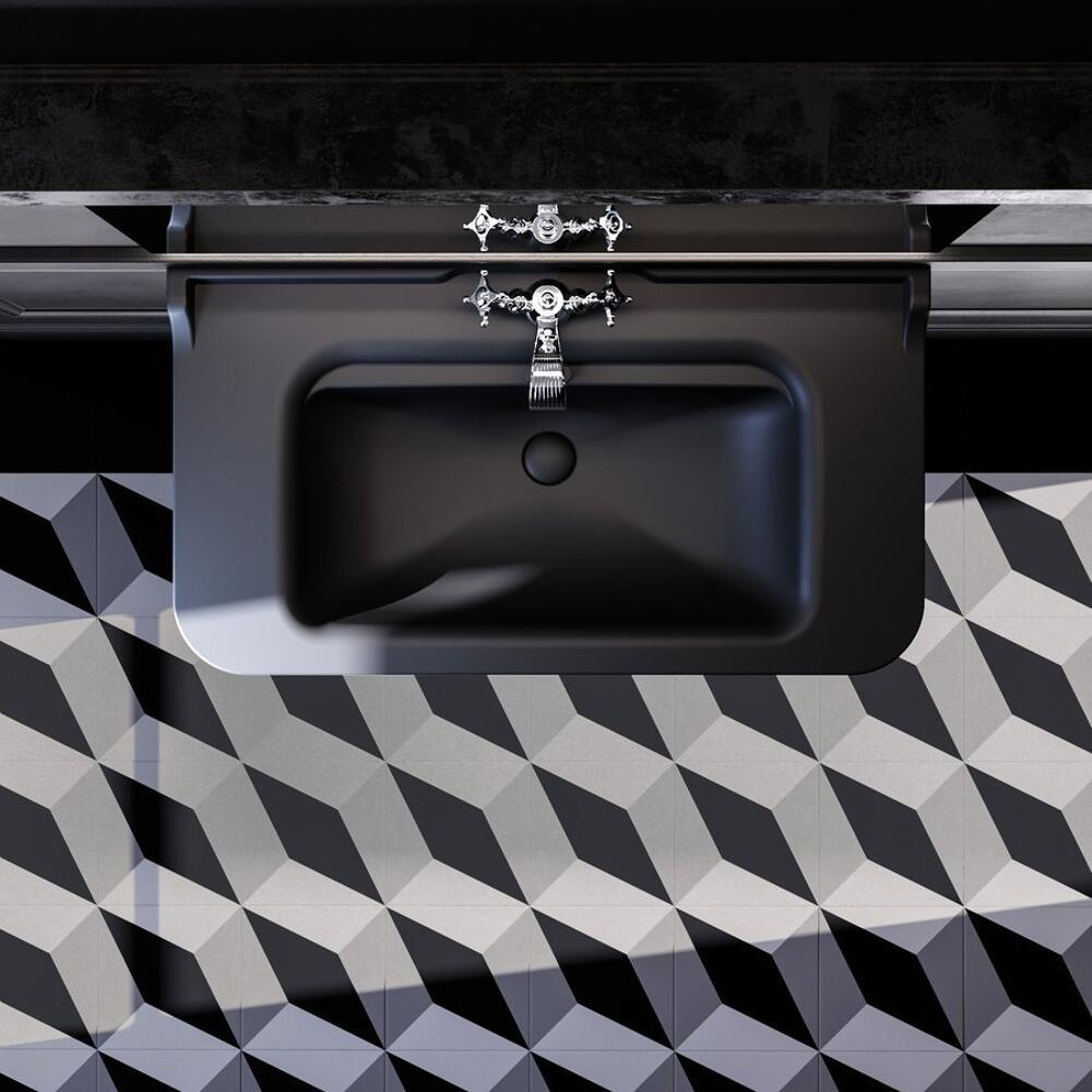 WALDORF Keramik-Waschtisch 80x55cm, schwarz matt