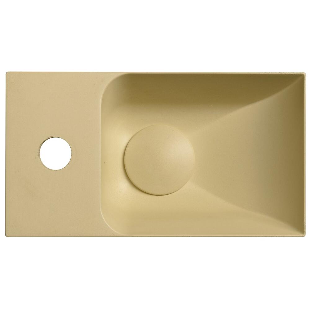 PICCOLINO Beton-Waschbecken 30,8x17cm, Wasserhahn linken, Gelb matt