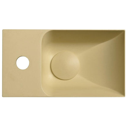 PICCOLINO Beton-Waschbecken 30,8x17cm, Wasserhahn linken, Gelb matt