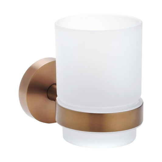 X-ROUND COPPER Glas/Zahnputzbecher, Milchglas, Kupfer matt