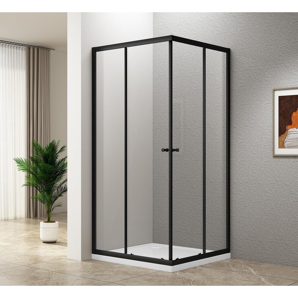 AGGA BLACK Duschabtrennung Quadrat 800x800mm, Klarglas