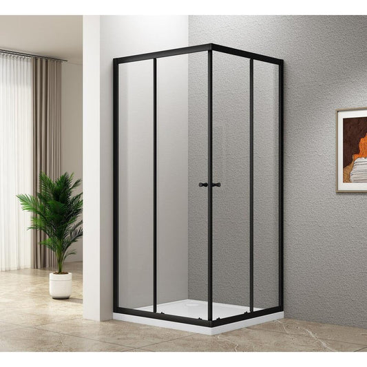 AGGA BLACK Duschabtrennung Quadrat 800x800mm, Klarglas