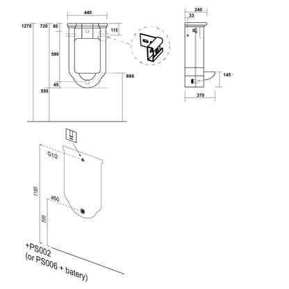 WALDORF Urinal 44x72cm, inkl. Siphon und Befestigungsset, schwarz matt