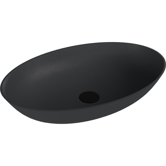 BANERA OVAL Aufsatzwaschtisch, Gussmarmor, 60x40cm, Anthrazit matt