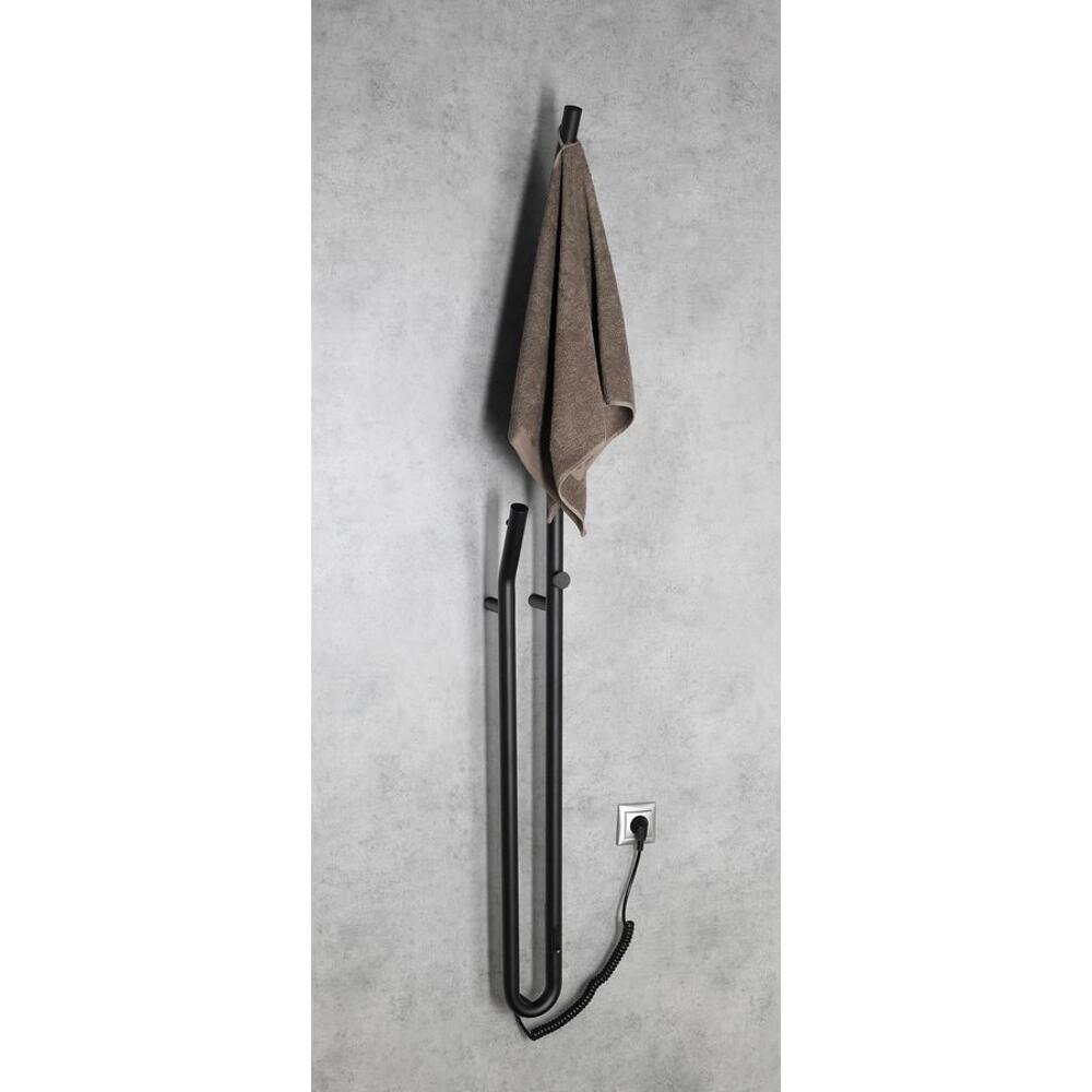 DUOPASSO Handtuchtrockner elektrisch mit Zeitschaltuhr, 122x1700mm, 45 W, Schwarz matt