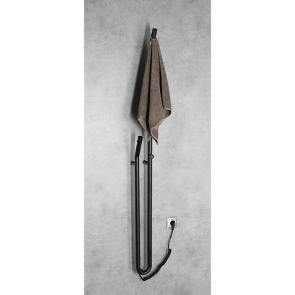 DUOPASSO Handtuchtrockner elektrisch mit Zeitschaltuhr, 122x1700mm, 45 W, Schwarz matt